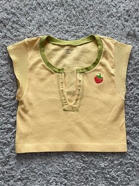 Urban Outfitters Out From Under Yellow Crop Tank with Strawberry Patch